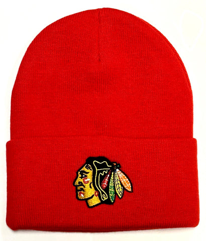 Chicago Blackhawks NHL Reebok Vintage Red Cuffed Knit Hat Cap Adult Beanie