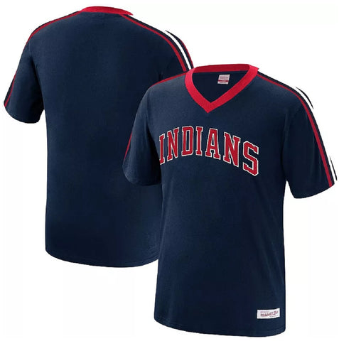 Cleveland Indians MLB Mitchell & Ness Overtime Win Vintage V-Neck Shirt Men's XL