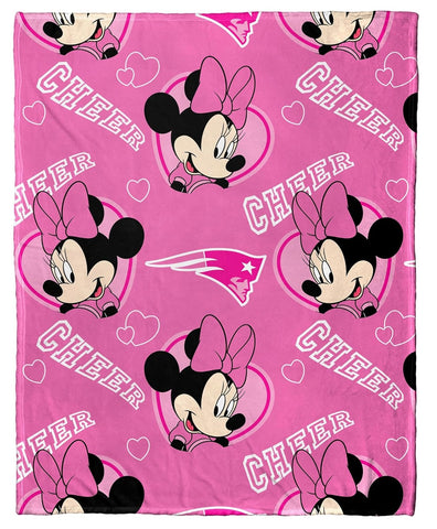 New England Patriots NFL Pink Minnie Mouse Girls 40" x 50" Fleece Throw Blanket