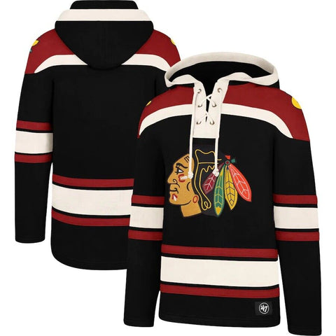 Chicago Blackhawks NHL '47 Black Lacer Heavy Fleece Hoodie Adult Men's 2XL XXL