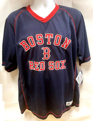 Boston Red Sox MLB True Fan V-Neck Jersey Shirt Embroidered Men's Large L 42-44