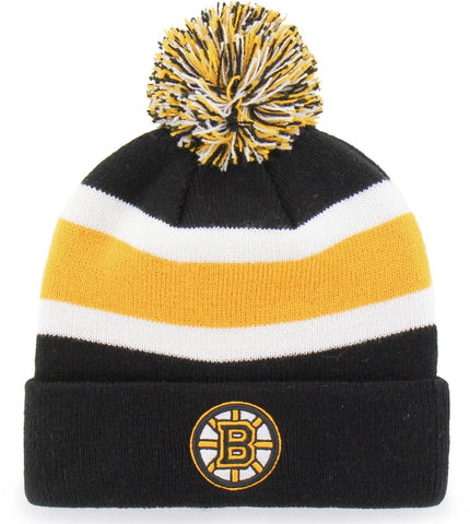 Boston Bruins NHL Fan Favorite Mass Breakaway Black Pom Knit Hat Cap Adult Beanie