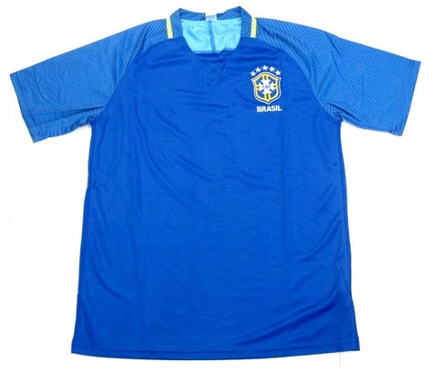 Brasil Soccer Futbol Blue Away Jersey Embroidered Patch Logo Men's S, M, L, XL