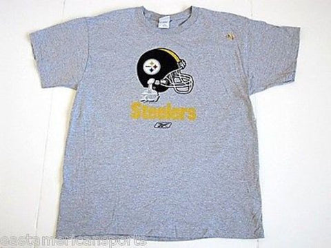 Pittsburgh Steelers NFL Reebok Super Bowl XLV Champions Shirt Helmet Logo Gray L