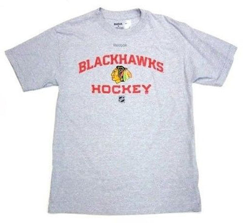Chicago Blackhawks NHL Reebok Gray T-Shirt Hockey Text & Logo Mens M