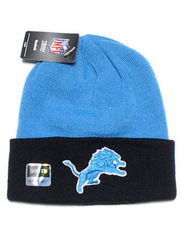 Detroit Lions NFL YOUTH Reebok Sideline Two Tone Hat Cap Cuffed Knit Blue Beanie