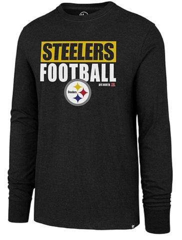 Pittsburgh Steelers NFL '47 Blockout Super Rival Black Long Sleeve Tee Shirt Men's X-Large XL