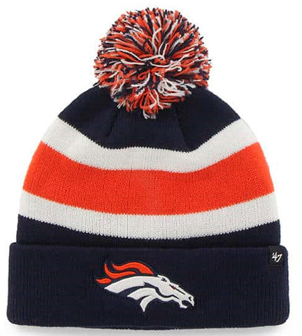 Denver Broncos NFL '47 Navy Blue Breakaway Pom Knit Hat Cap Adult Winter Beanie