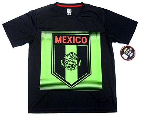 Rhinox Mexico Black Performance Training Jersey Soccer T-Shirt Adult Men's Small S