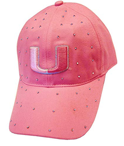 Miami Hurricanes NCAA Pink Rhinestone Slouch Relaxed Hat Cap Women's Adjustable