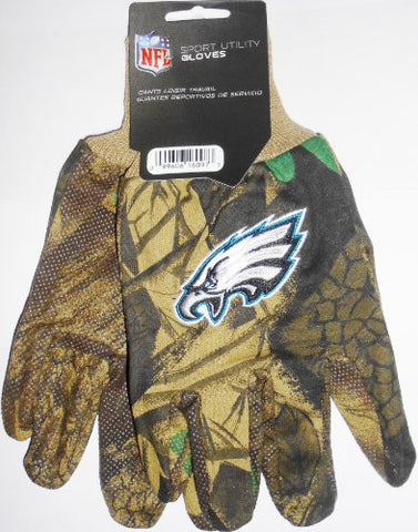 Philadelphia Eagles NFL Camo Camouflage Utility Work Grip Gloves All Purpose