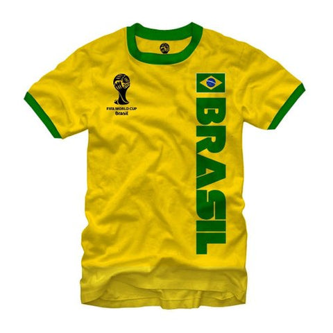 2014 Fifa World Cup Ringer Jersey Brasil Men's T-Shirt - Yellow