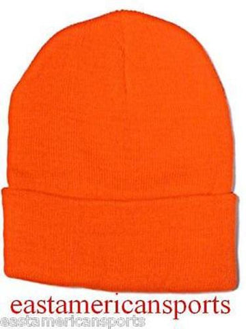 Fluorescent Orange Hunting Hat Cuffed Winter Ski Skull Cap Beanie Snow Camo