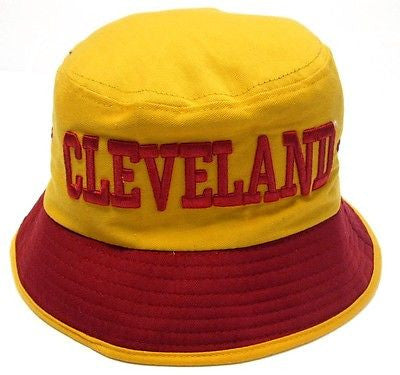 Cleveland Cavaliers Yellow Bucket Golf Fishing Sun Hat Cap Embroidered Text Logo