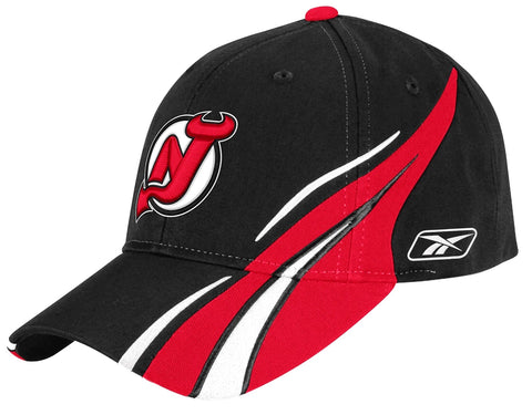 New Jersey Devils NHL Reebok Black 599Z Red Stripe Hat Cap Adult Men's Adjustable