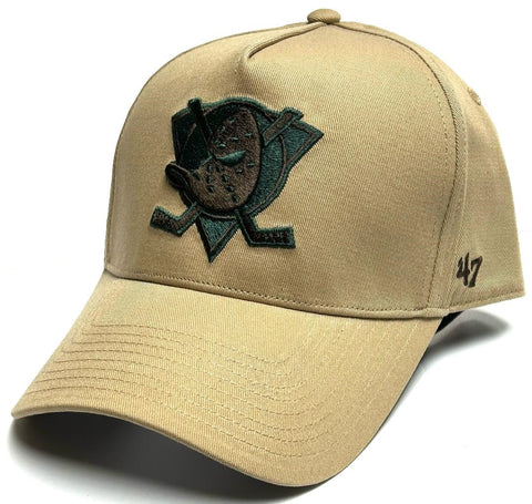 Anaheim Mighty Ducks NHL '47 MVP Khaki Beige Vintage Logo Hat Cap Men's Adjustable
