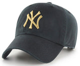 New York Yankees MLB Clean Up Black Gold Logo Clean Up Hat Cap Adult Men's Adjustable