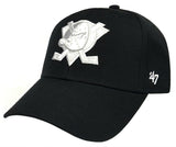 Anaheim Mighty Ducks NHL '47 MVP Black White Tonal Logo Hat Cap Adult Men's Adjustable