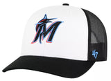 Miami Marlins MLB '47 Freshman Trucker White Front Black Mesh Hat Cap Adult Men's Snapback