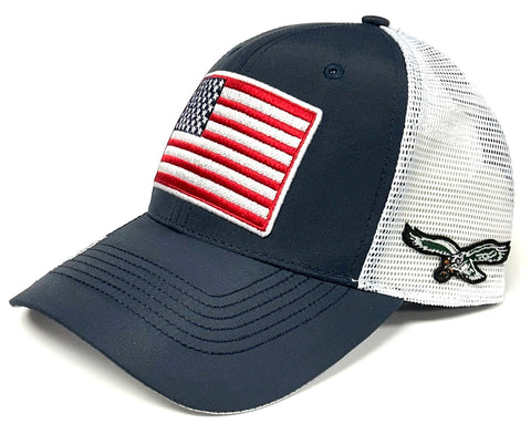 Philadelphia Eagles NFL OHT Vintage USA Flag Hat Cap Blue White Mesh Men's Snapback