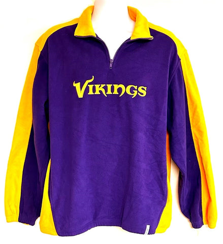 Minnesota Vikings NFL Reebok Vintage 1/4 Zip Fleece Sweater Shirt Men's Large L