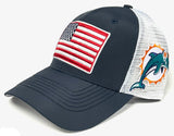 Miami Dolphins NFL OHT Vintage USA Flag Hat Cap Blue White Mesh Men's Snapback