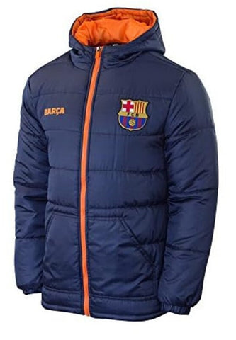 Barcelona Rhinox Soccer Light Puffer Jacket Navy Blue Orange Trim Men's Large L