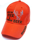 Hunting Deer & Drinking Beer Full Blaze Orange Hat Cap Hunter Hunting Adult Men's Adjustable