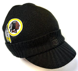 Washington Redskins NFL Reebok Black Visor Knit Billed Hat Cap Beanie Adult