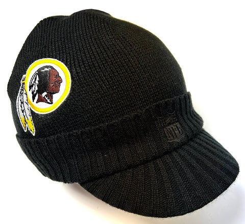 Washington Redskins NFL Reebok Black Visor Knit Billed Hat Cap Beanie Adult