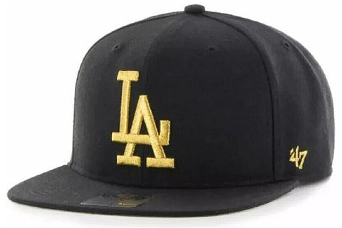 Los Angeles Dodgers MLB '47 Black No Shot Captain Gold Metallic Hat Cap Men's Snapback