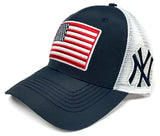 New York Yankees MLB OHT Vintage USA Flag Hat Cap Blue White Mesh Men's Snapback