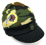 Washington Redskins NFL Reebok Green Camo Visor Knit Billed Hat Cap Beanie Adult