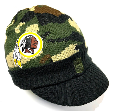 Washington Redskins NFL Reebok Green Camo Visor Knit Billed Hat Cap Beanie Adult