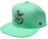 Seattle Kraken NHL '47 Sure Shot Captain Tiffany Blue Flat Hat Cap Adult Snapback Adjustable