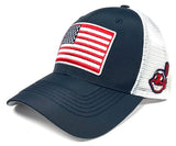 Cleveland Indians MLB OHT Vintage USA Flag Hat Cap Blue White Mesh Men's Snapback