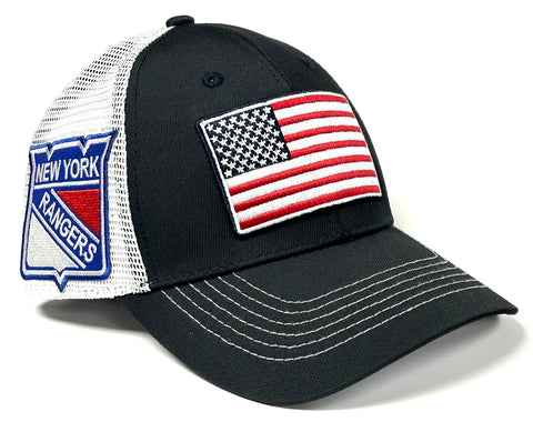 New York Rangers NHL OHT Vintage USA Flag Hat Cap Blue White Mesh Men's Snapback