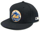New York Mets MLB OC Sports Round Elite Black Hat Cap Men's Flat Fitted 7 3/8