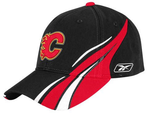 Calgary Flames NHL Reebok Black 599Z Red Stripe Hat Cap Adult Men's Adjustable