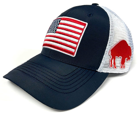 Buffalo Bills NFL OHT Vintage USA Flag Hat Cap Blue White Mesh Men's Snapback