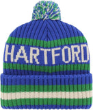 Hartford Whalers NHL '47 Vintage Bering Cuff Pom Knit Blue Hat Cap Winter Beanie