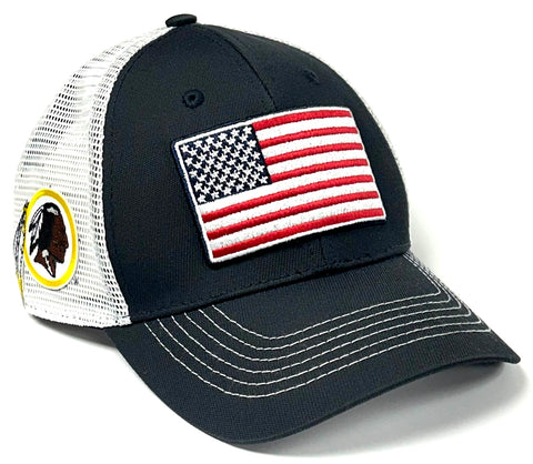Washington Redskins NFL OHT Vintage USA Flag Hat Cap Blue White Mesh Men's Snapback
