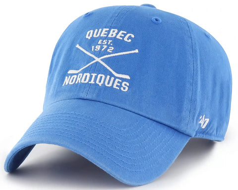 Quebec Nordiques NHL '47 Axis Cross Sticks Blue Clean Up Hat Cap Adult Adjustable