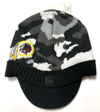 Washington Redskins NFL Reebok Black Camo Visor Knit Billed Hat Cap Beanie Adult