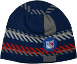 47 New York Rangers Old Time Hockey (OTH) Cuffless Rugby Stripe Beanie Hat - NHL Knit Skull Cap