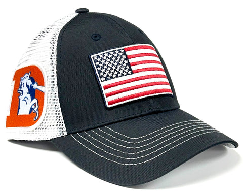 Denver Broncos NFL OHT Vintage USA Flag Hat Cap Blue White Mesh Men's Snapback