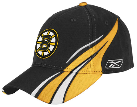 Boston Bruins NHL Reebok Black 599Z Yellow Stripe Hat Cap Adult Men's Adjustable