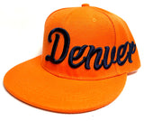RMW Denver City Fully Embroidered Orange Hat Cap Solid Script Flat Brim Men's Snapback