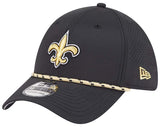 New Orleans Saints NFL New Era 39Thirty Perfect Black Rope Hat Cap Mens Flex M/L