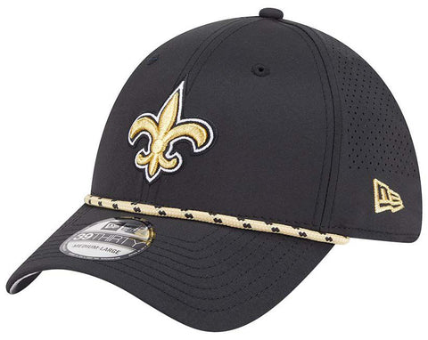 New Orleans Saints NFL New Era 39Thirty Perfect Black Rope Hat Cap Mens Flex M/L